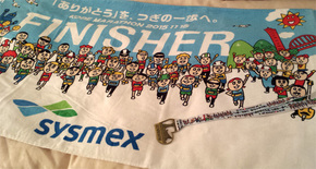神戸マラソン2015完走記念品のメダルとタオル