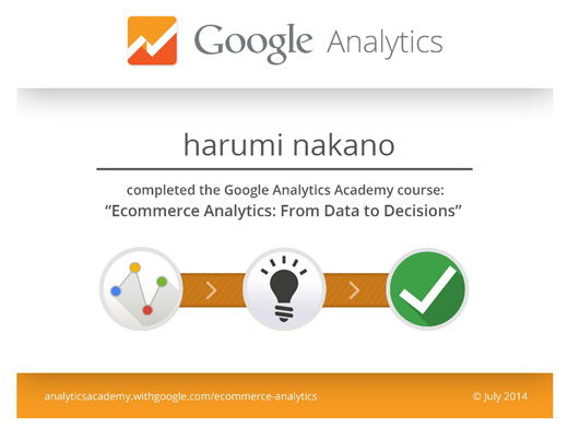 Ecommerce Analytics修了証