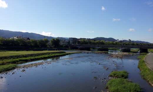 鴨川から加茂川方向 鴨川から加茂川方向