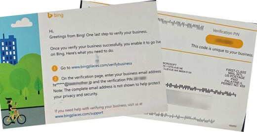 BingPlaces for Businessのハガキ BingPlaces for Businessのハガキ