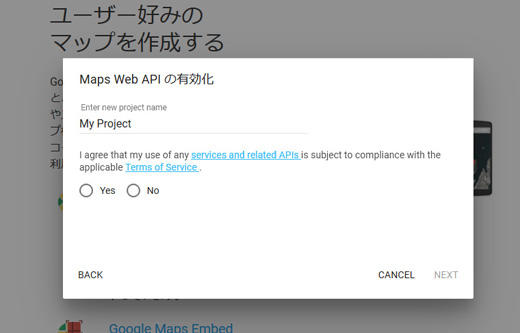 Maps Web APIの有効化